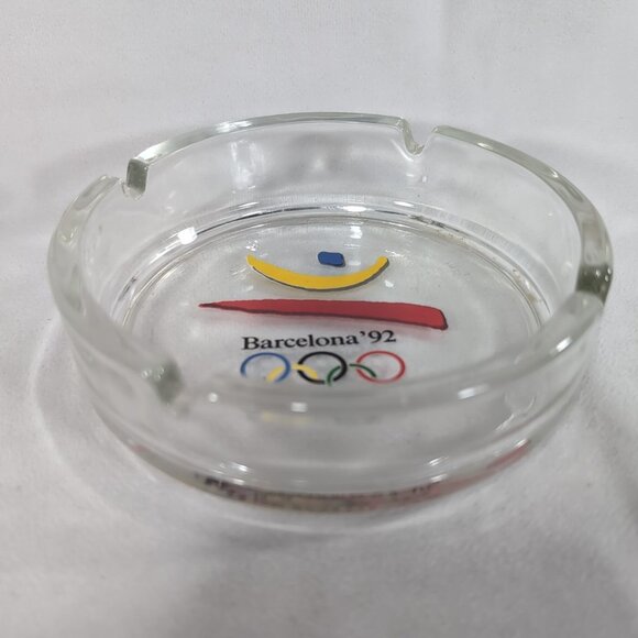 Barcelona Olympics 1992 Glass Ashtray COOB Italy Souvenir Vintage Spain Games - Picture 3 of 7